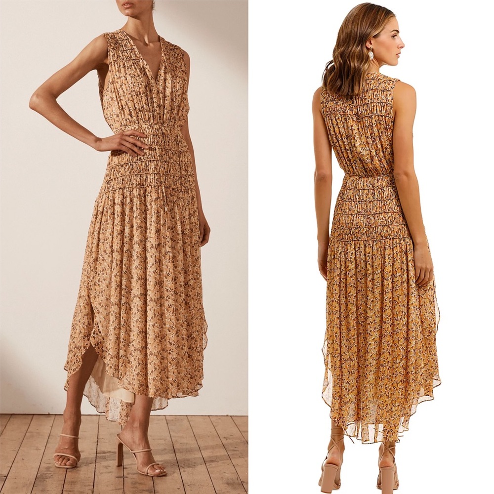 Shona Joy Sleeveless Corded Midi Dress Floral Size US 8